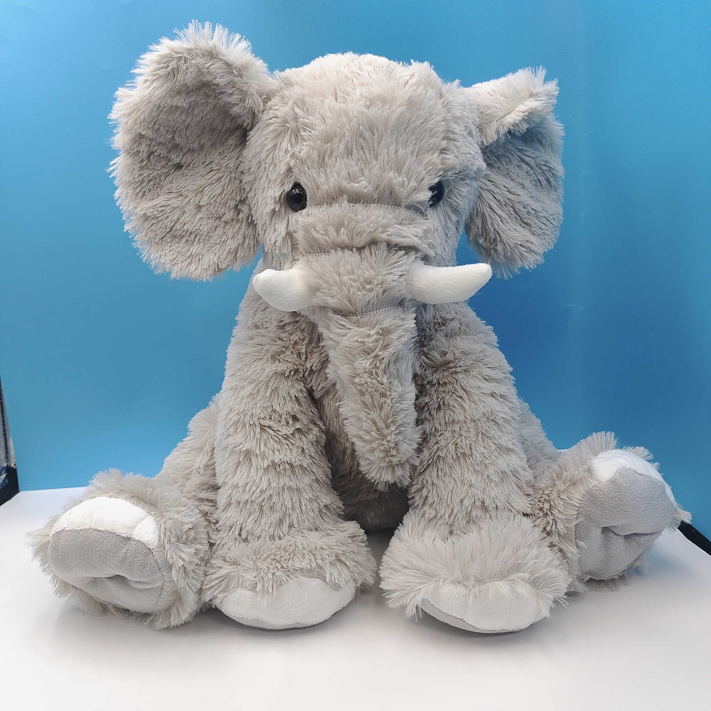 Ultra Soft Grey Elephant Plush Toy with Tusks