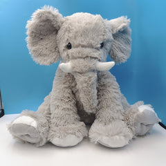 Ultra Soft Grey Elephant Plush Toy with Tusks