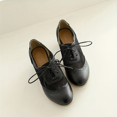 Women's Floral Lace Brogues Chunky Heels for Oktoberfest