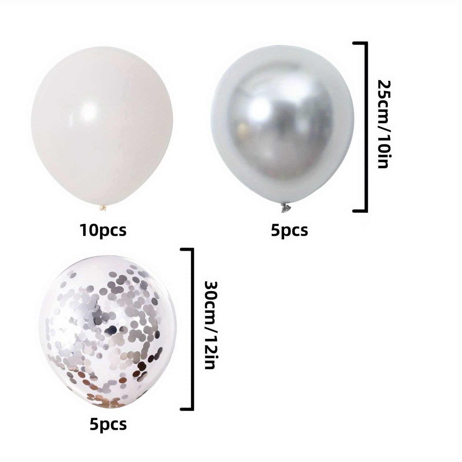20pcs Silvery Confetti Balloon Set for Birthday Wedding Thanksgiving Year House
