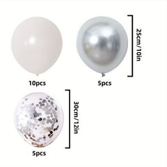 20pcs Silvery Confetti Balloon Set for Birthday Wedding Thanksgiving Year House