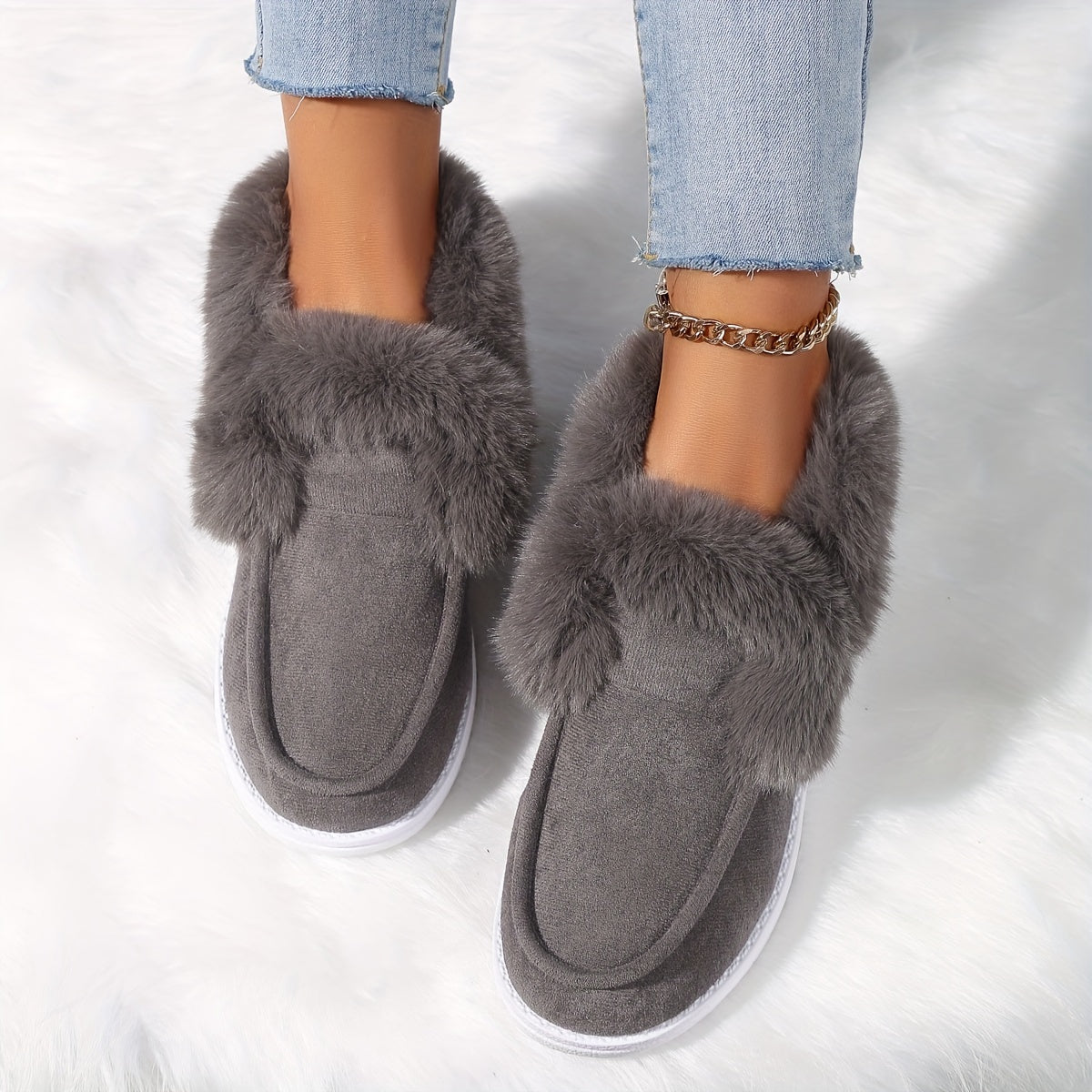 Plush Thermal High Top Slip On Ankle Boots