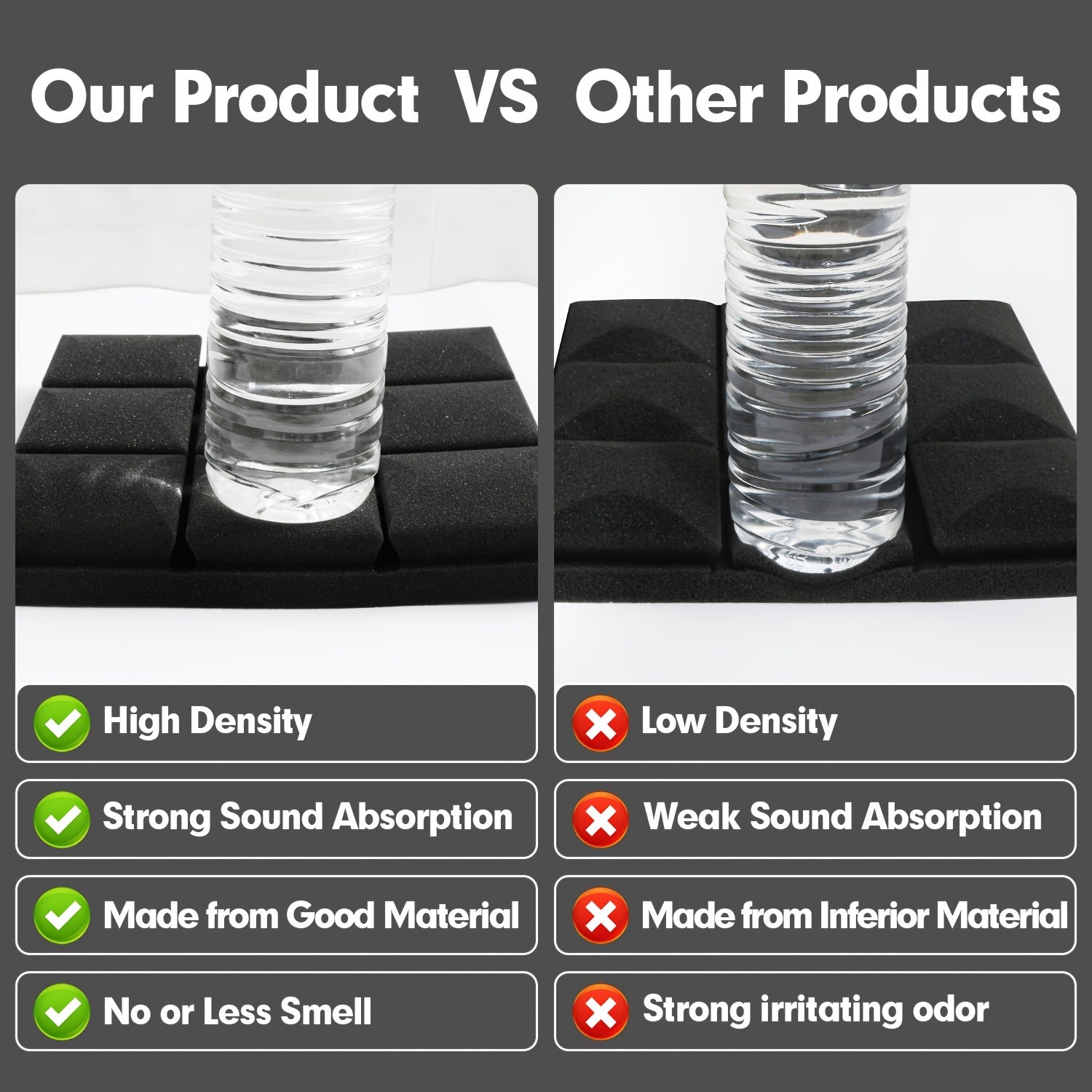 12pcs Sound Absorbing Cotton for Recording Room Live Streaming