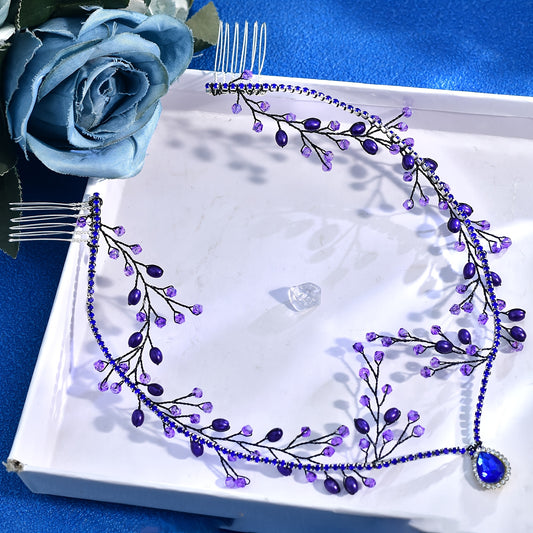 Women's Purple Beaded Crown Headwear for Halloween & Independence Celebrations