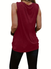 Letter Print Crew Neck Tank Top Women's Casual Sleeveless Summer Tank Top