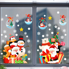 2pcs Christmas Window Stickers Santa Claus Snowman Decor