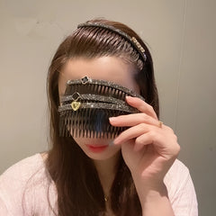Happy Face Flowers Heart Decor Hair Comb Rhinestone Headwear