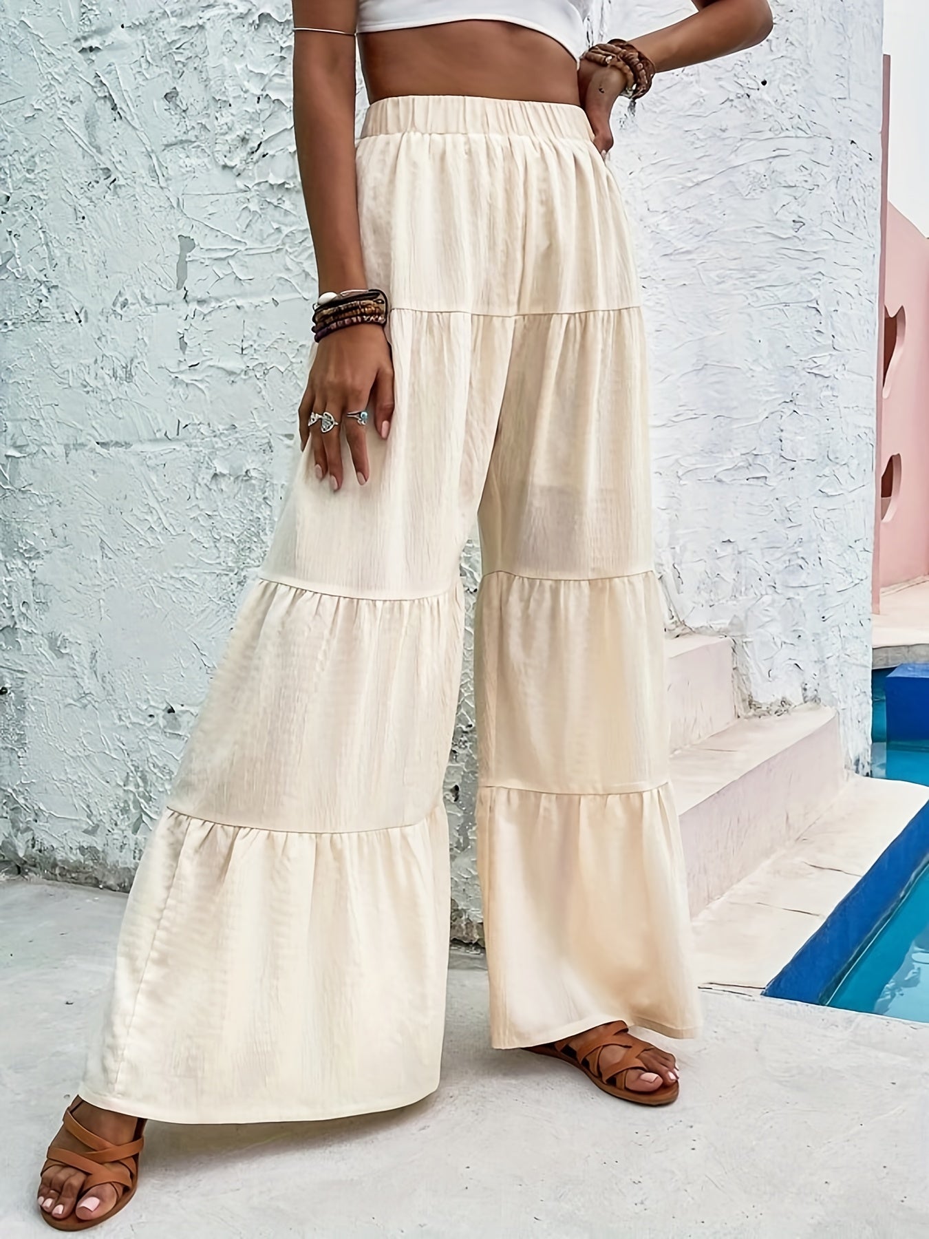  High Rise Wide Leg Trousers