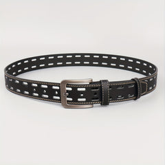 Men's Hollow Belt Pin Buckle PU Leather Belt For Pants Jeans
