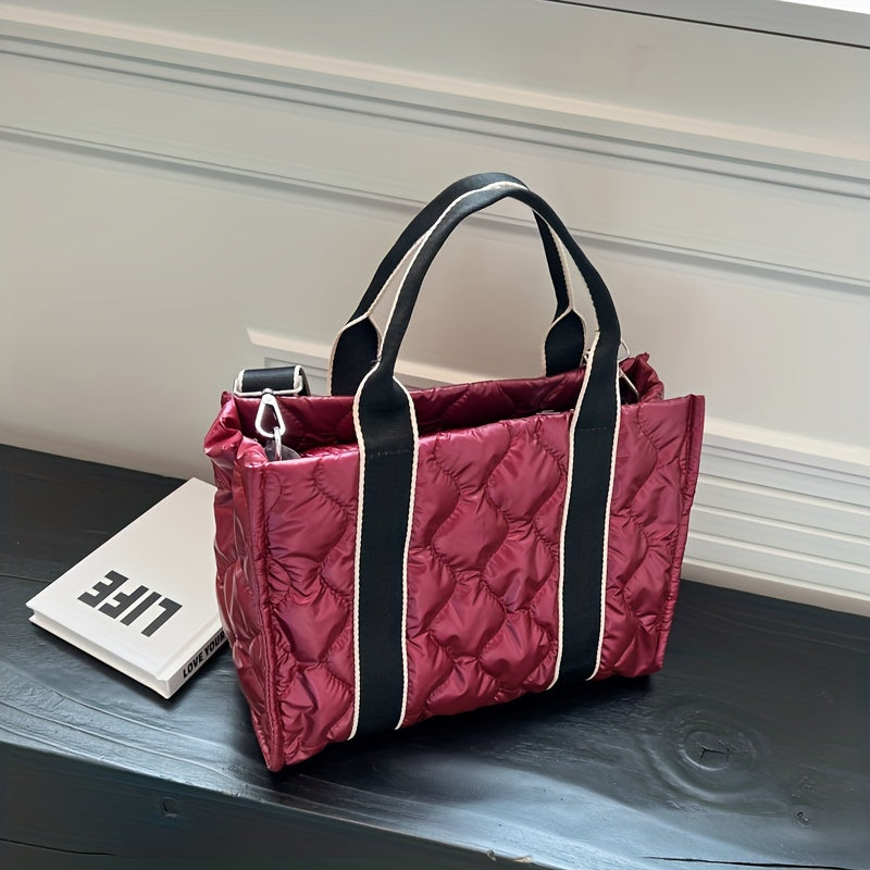 Puffer Quilted Tote Bag Crossbody Winter Shoulder Bag