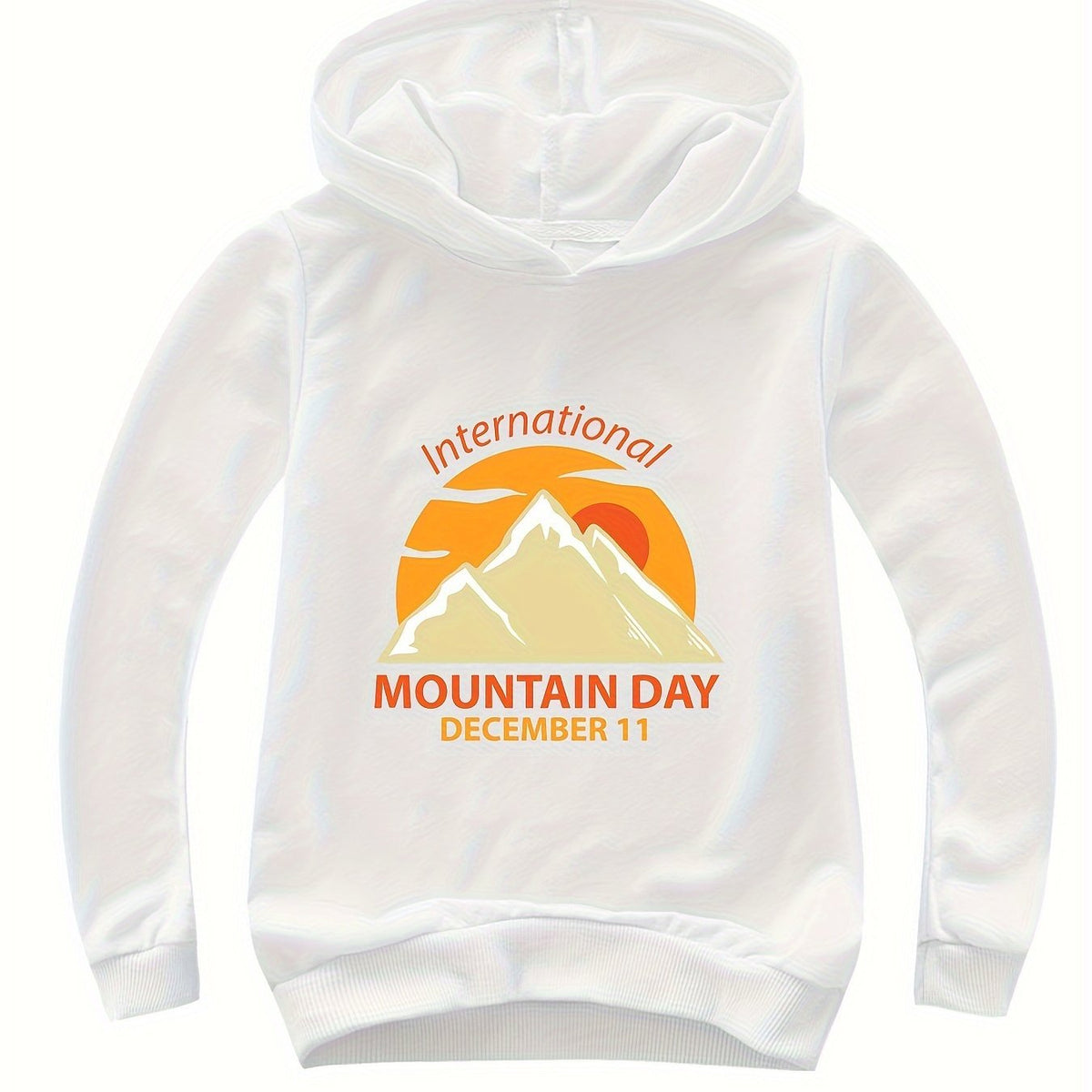 Cotton INTERNATIONAL MOUNTAIN Print Hoodies Girls Comfy Hooded Sweatshirt