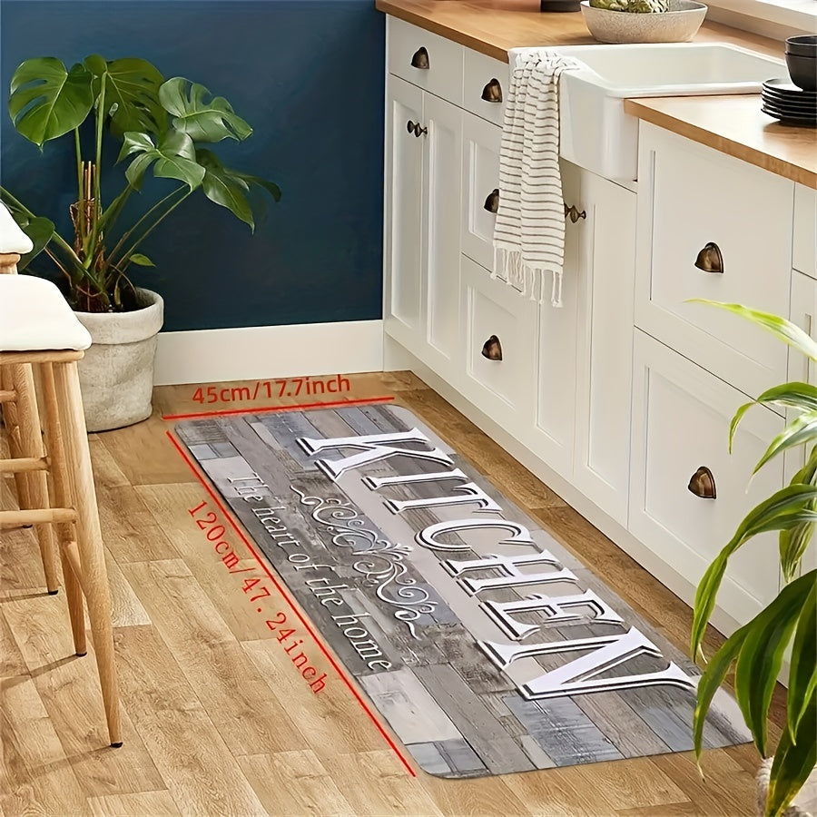Vintage Kitchen Mat Wooden Striped Print Carpet Polyester Rug