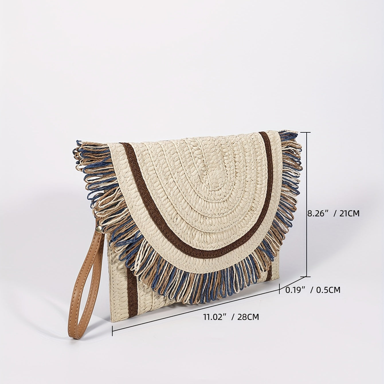Minimalist Straw Square Bag Clutch Wallet Tassel Purse