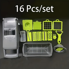 16pcs Veggie Chopper With Container 16 In 1 Adjustable Slicer blade