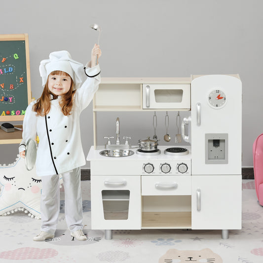 Wooden Pretend Play Toy Kitchen Cooking Set for Boys Girls