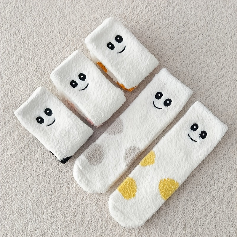 5 Pairs Polka Dot Print Socks Women's Stockings & Hosiery