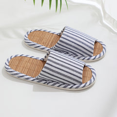 Striped Bamboo Insole Slippers Comfortable Open Toe Slip-On Shoes