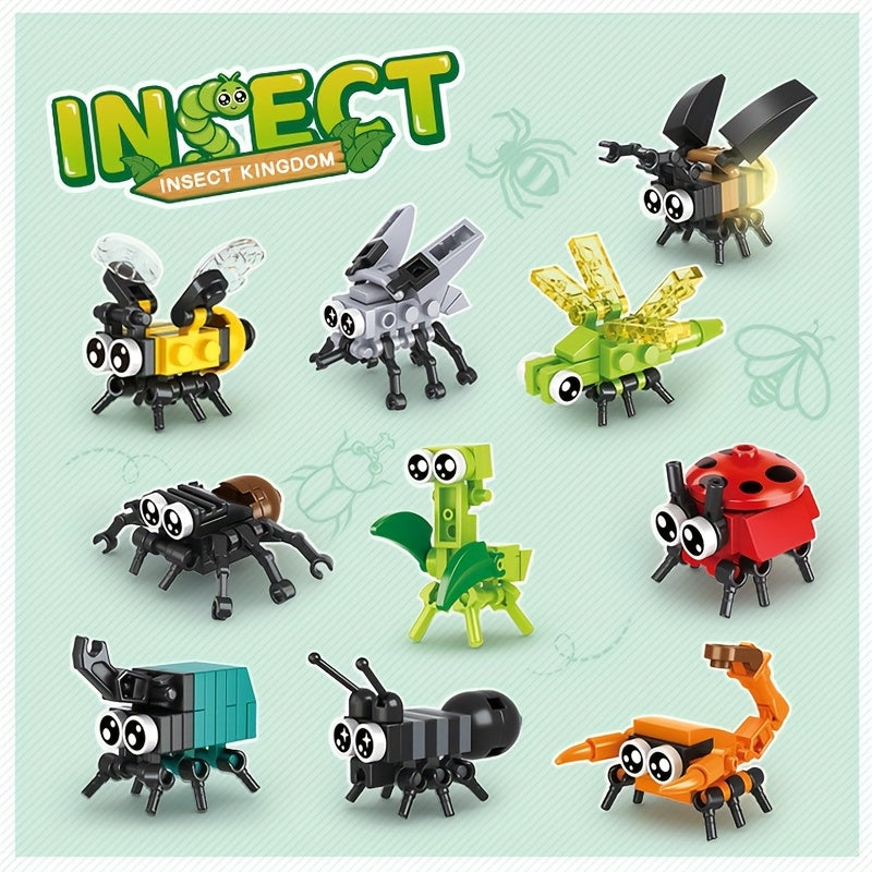 10pcs Insect Blocks Set Bee Ladybug Firefly Dragonfly Spider Scorpion