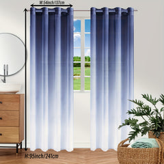 Gradient Sheer Grommet Curtains for Home Decor