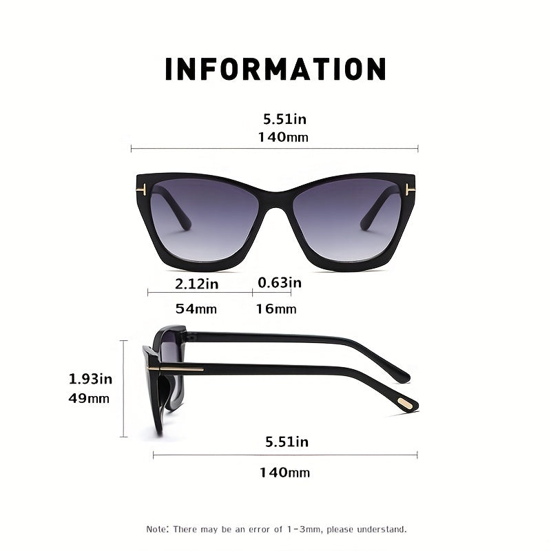 Cat Eye Sunglasses Gradient Lens Metal T Decor Glasses UV400