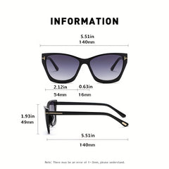 Cat Eye Sunglasses Gradient Lens Metal T Decor Glasses UV400