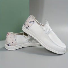 Women's Flat Canvas Lace Up Loafers Sneakers