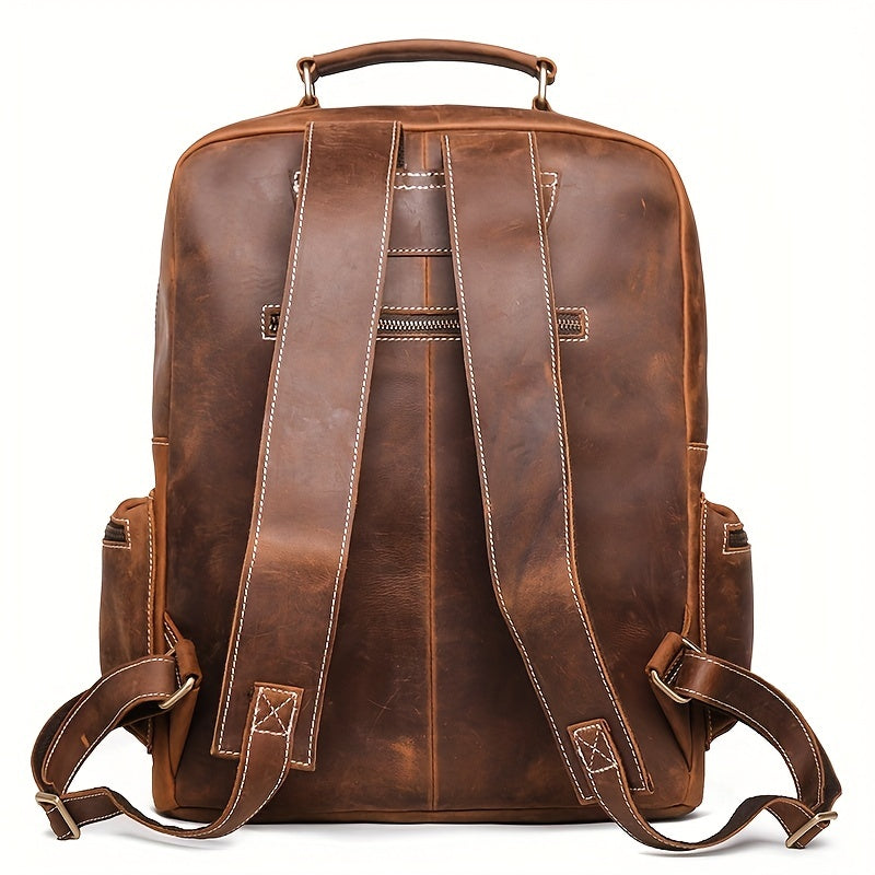 Vintage Leather Backpack Crazy Horse Leather Large Capacity Travel Bag Schoolbag