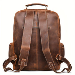 Vintage Leather Backpack Crazy Horse Leather Large Capacity Travel Bag Schoolbag