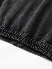 Elastic Band Washed Cropped Denim Jacket