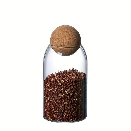 Glass Storage Jar With Wooden Lid Multi-functional Snack Pot