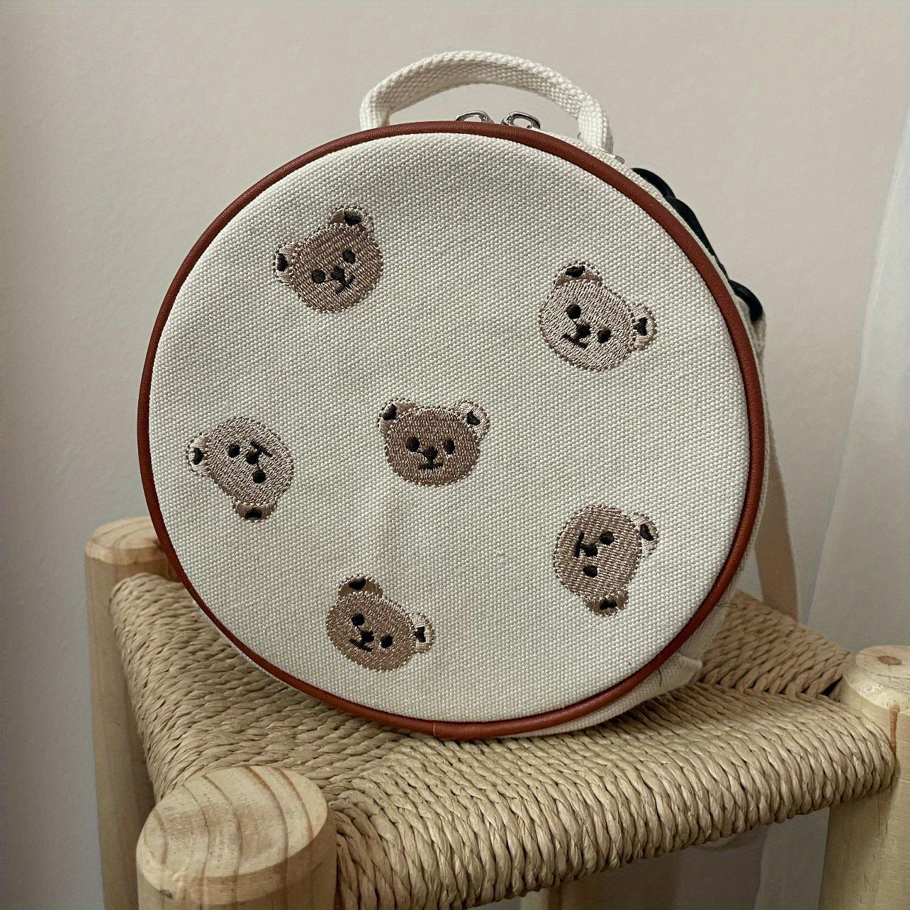 Kids Embroidery Bear School Bag Travel Backpack