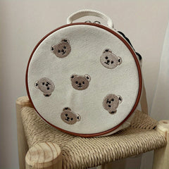 Kids Embroidery Bear School Bag Travel Backpack