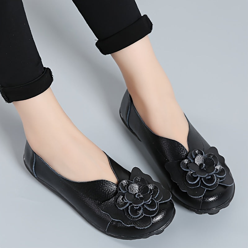 Women's Flower Flat Shoes Soft Sole Slip On Casual Non Slip Flats