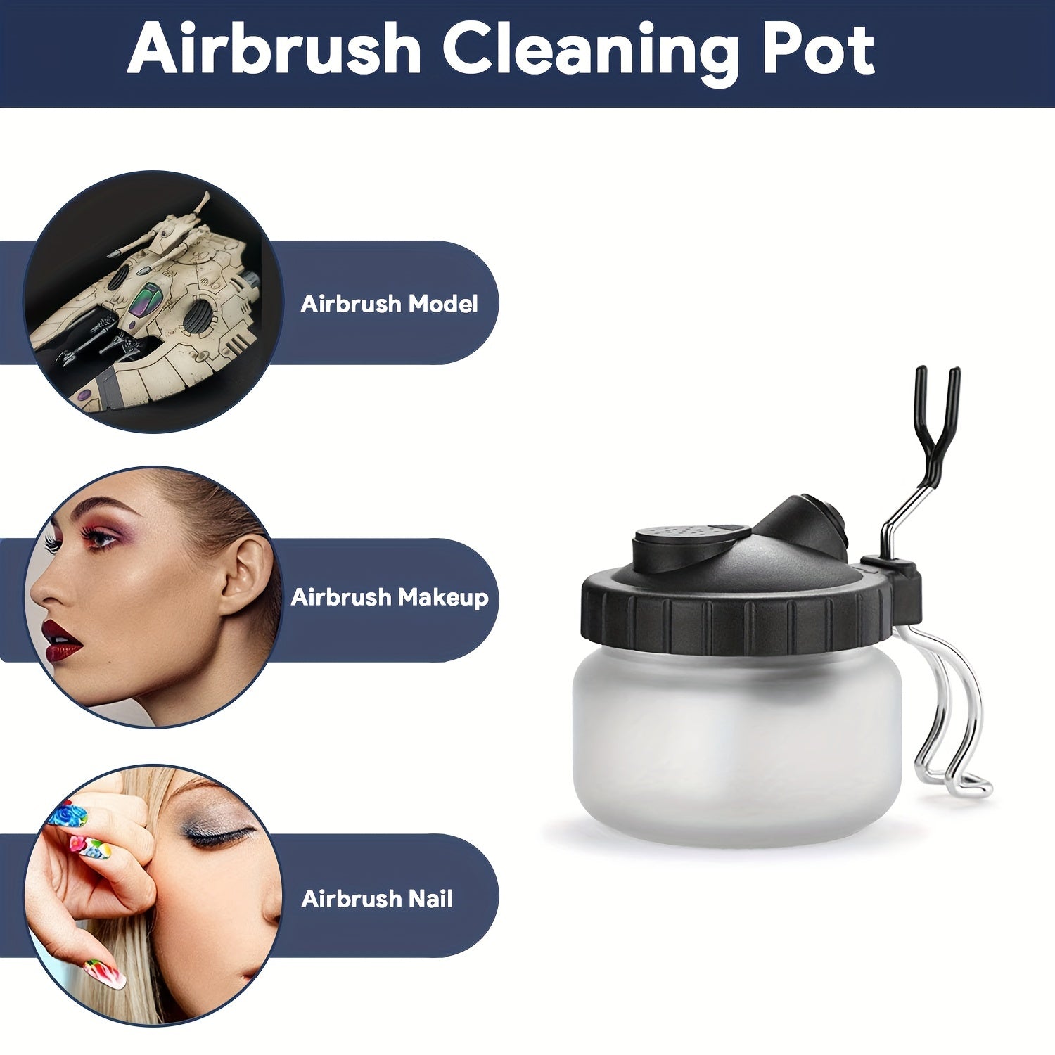 Airbrush Cleaning Pot Spray Gun Washing Glass Jar with Air Filter Mat