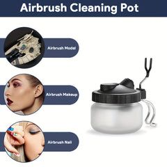 Airbrush Cleaning Pot Spray Gun Washing Glass Jar with Air Filter Mat