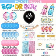 79pcs Gender Reveal Decoration Set with Foil Balloons & Print Balloons