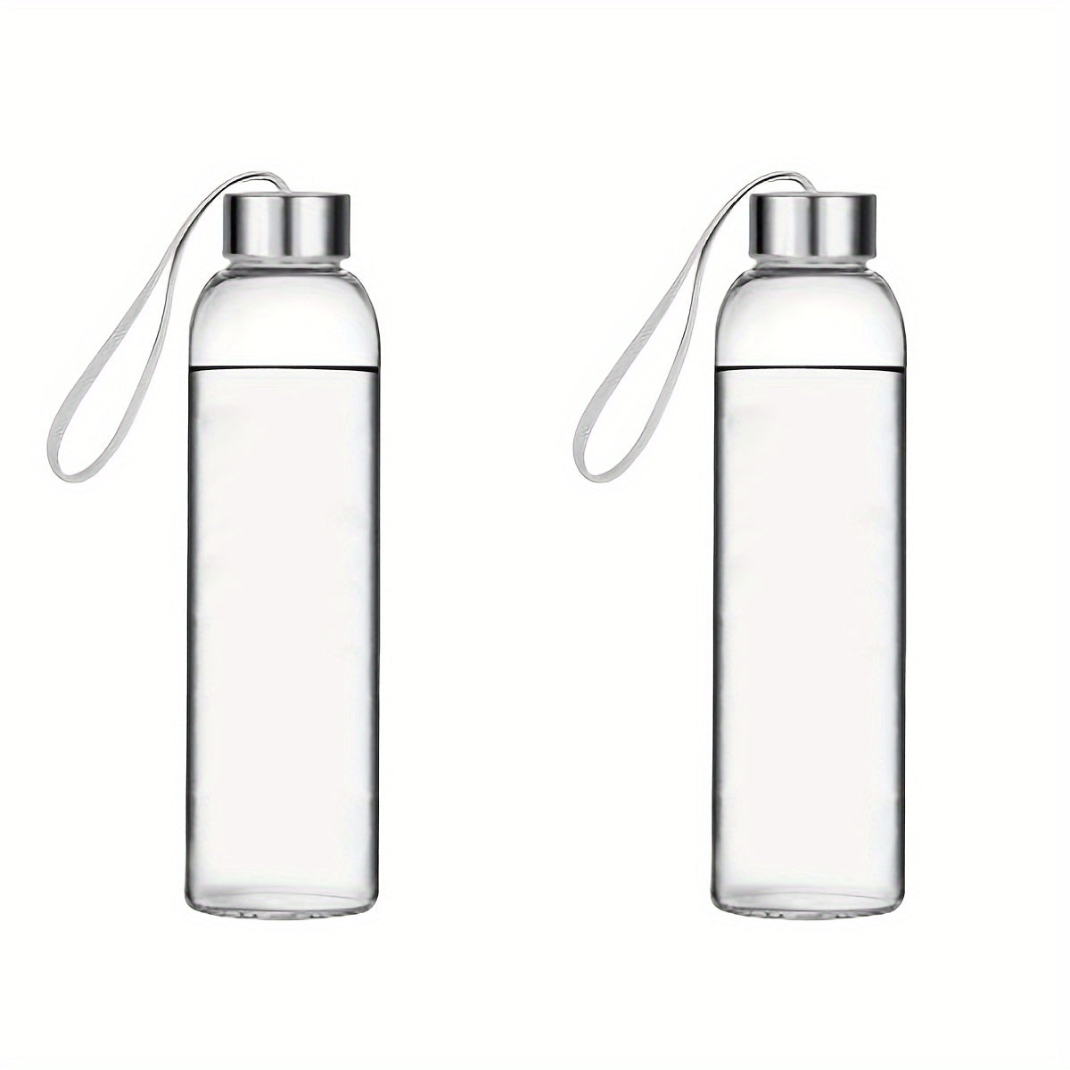 2pcs 16Oz Clear Glass Water Bottles With Rope Leakproof Glass Juice Bottle