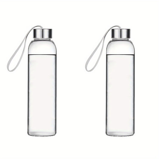 2pcs 16Oz Clear Glass Water Bottles With Rope Leakproof Glass Juice Bottle