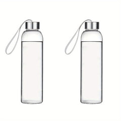 2pcs 16Oz Clear Glass Water Bottles With Rope Leakproof Glass Juice Bottle
