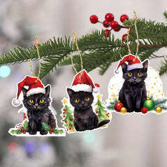6pcs Cat Hanging Sign Christmas Party Decorations