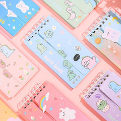 80sheets Double sided Writable Coil Notebook Cartoon Pocket Book