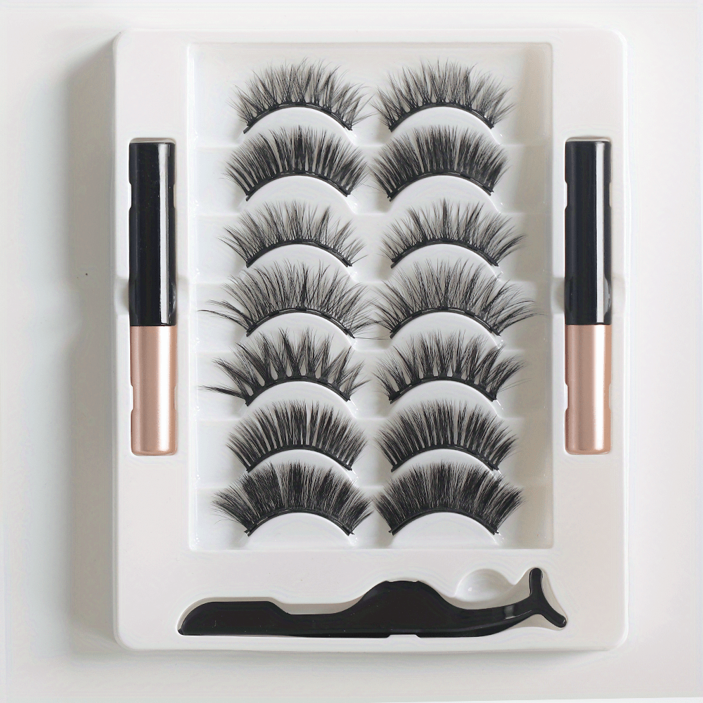 Magnetic Eyelash Set Magnetic Eyeliner Natural Fluffy Curly 7 Pairs