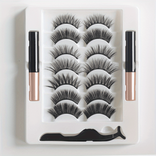 Magnetic Eyelash Set Magnetic Eyeliner Natural Fluffy Curly 7 Pairs