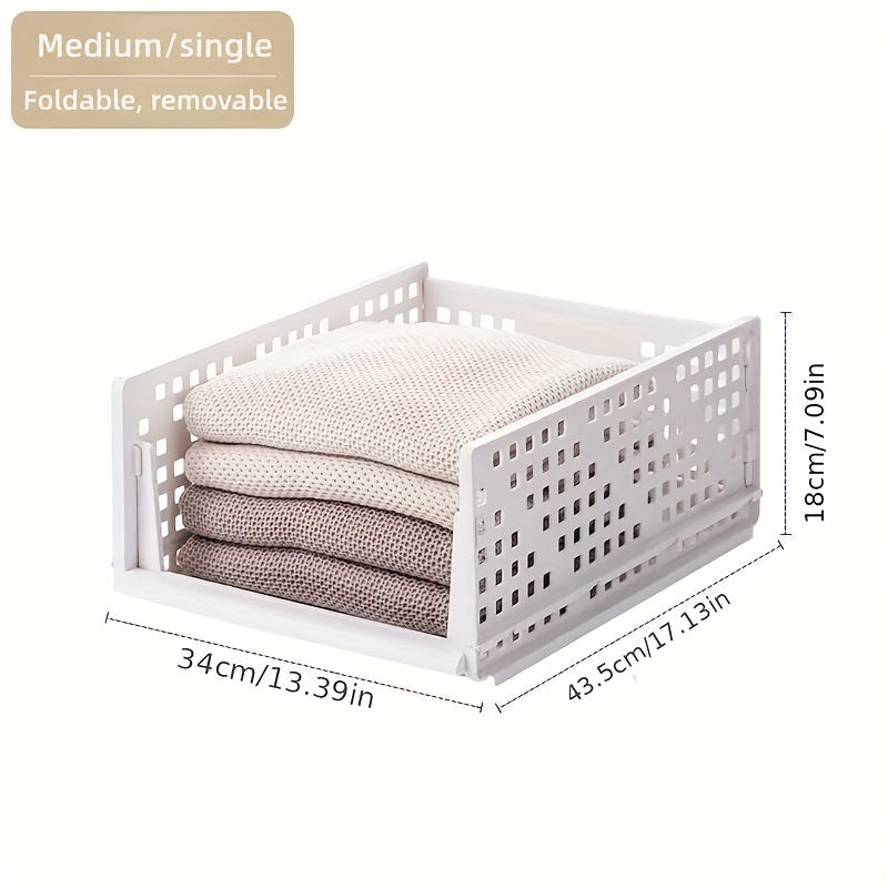 1pc Stackable Clothes Storage Box Folding Clothes Storage Basket