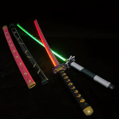 Samurai Katana USB Charging Wooden Sword Lights Halloween Cosplay
