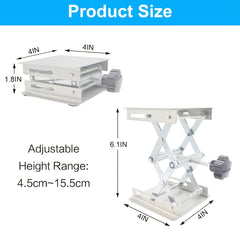Stainless Steel Lab Jack Stand Table Lift 1.8-6.1 Inch