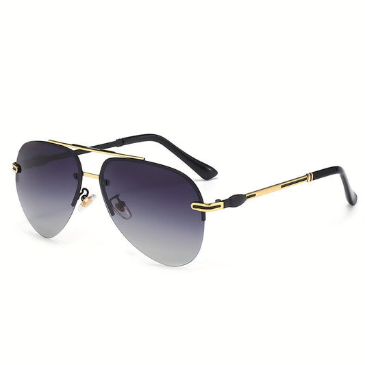 Polarized Semi Rimless Pilot Sunglasses UV400