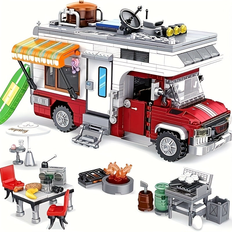 RV Building Blocks Set Assembly Model Toy High ABS Material DIY Creative Gift