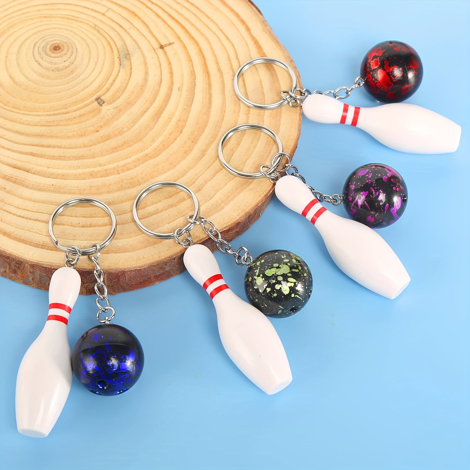 8pcs Mini Bowling Keychain Bowling Key Pendant For Party Classroom Birthday Gift
