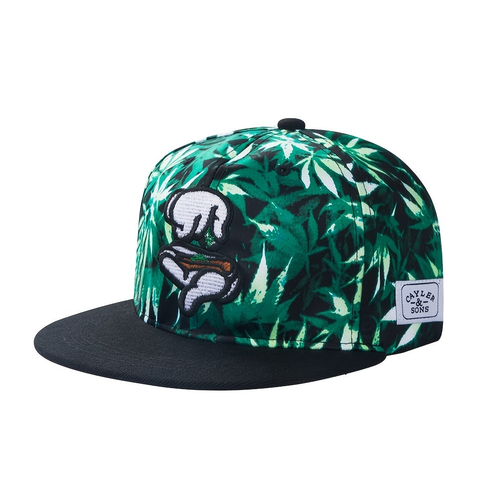 Men's Colorful Leaves Pattern Flat Brim Hat Baseball Cap